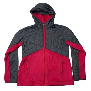 Columbia Womens Large Hot Pink Gray Fleece Full Zip Pockets Jacket Sweatshirt